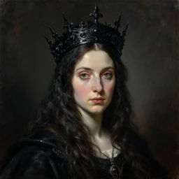 The portrait of Lady in black wax crown by Roberto Ferri, dark fantasy, witcher, very detailed oil painting, masterpiece, 8k