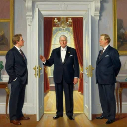 dr. uncle ruckus telepathic space lord regally stands at the doorway of his palatial manse jamie wyeth greg rutkowski ralph steadman fernando botero norman rockwell acrylic painting