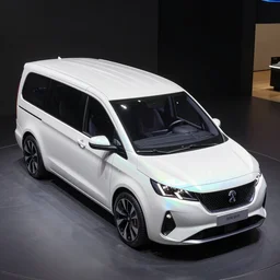 motorshow photo of a futuristic van sports wagon with aerodynamic fins and a generative design structure, box - shaped dark glass and plastic, low rider, peugeot prestige, highly detailed, dragonfly shape, shiny white ceramic tiles, cut roof camper van, iridescent skin