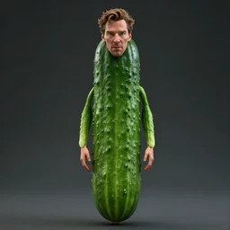dslr, hyperrealistic film still of benedict cumberbatch disguised as a cucumber, tall cucumber body, stunning 3 d render, inspired by istvan sandorfi & greg rutkowski & unreal engine, perfect symmetry, dim volumetric cinematic lighting, 8 k octane comprehensive render, extremely hyper - detailed, incredibly lifelike attributes, intricate, real flesh texture, masterpiece, artstation, stunning, 8 k 8 5 mm f 1. 4