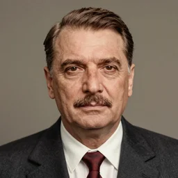 hyper-realistic and detailed top-shot of Josip Broz Tito, by Paolo Sorrentino, Leica SL2 30mm, beautiful color, high quality, high textured