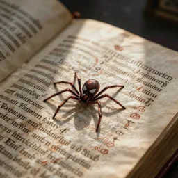 a photo of a medieval manuscript page featuring tiny spider - man marginalia