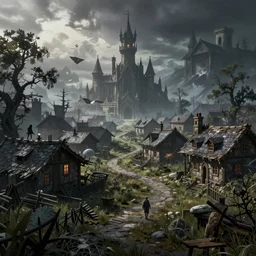 haunted village, fantasy apocalypse, digital art, unreal engine 5, 4 k,