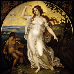 sabrina salerno as venus, pre - raphaelite style,