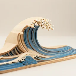 model of a tzunami wave made out of wood