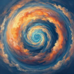sperical hdri map, epic smooth swirly illustration, ocean, mattepainting, fall vibrancy, swirl clouds, by james jean, by wayne barlowe, by moebius