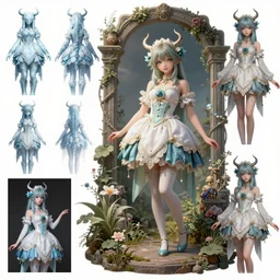 photoshop brushes test, costume design from ice golem designers, artist reference pictures pose, sophisticated composition, old masters light composition, procedurally generated, epic kawaii human girl character posing for concept art, ancient garden behind her, substance designer, PBR, HD, Ultra detailed, hyperrealistic, megascans, volumetric light, concept by master artist, made in paint tool SAI2, trending pixiv face