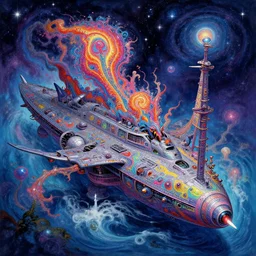 A psychedelic chiefwater astral dreadnought , vibrant color scheme, highly detailed, in the style of romanticism, cinematic, artstation, Moebius, Greg rutkowski