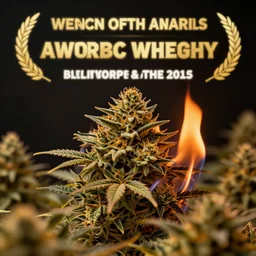 a marijuana flower on fire, cinematic lighting, professional photography, award winning.