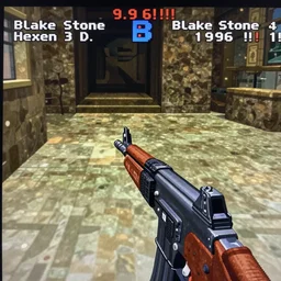 first person shooter, fps, retro, old game screenshot, blake stone, hexen, duke 3 d, screenshot, 1 9 9 6!!!!! 1 9 9 3!!!!