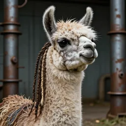 llama with dreadlocks, industrial, by mandy jurgens, ernst haeckel, james jean