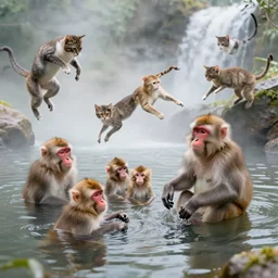 the water was too hot with a family of monkeys in it and cats were falling from the sky!