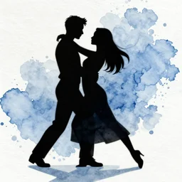 a beautiful watercolor painting of a silhouetted black couple slow dance, digital painting, artstation, concept art, lighting by delphin enjolras, smooth, sharp focus, dynamic lighting, cinematic, octane render, 8 k