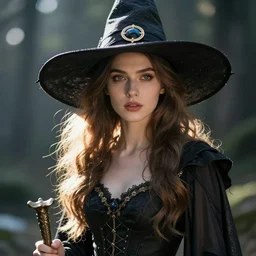 witch in a scene background, fantasy style