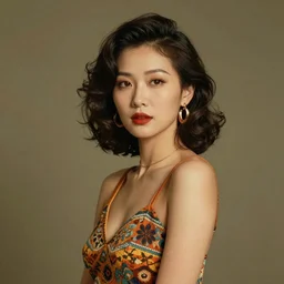 a portrait of an elegant lady, groovy