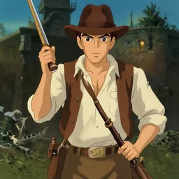 film still of Indiana Jones and the Last Crusade Artwork by Dice Tsutsumi, Makoto Shinkai, Studio Ghibli
