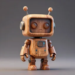 3 d octane render ultra photo realistic, wood figurine art cute robot wood, cyberpunk, concept art award winning, style popart by loftis cory, jean james