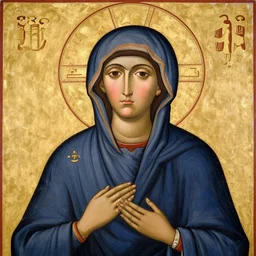 Byzantine painting of the Virgin Mary, high quality, hughly detailed, Romanticism, vivid, coherent, medieval, Byzantine, 8k