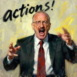 saul goodman, screaming, painting by phil hale, fransico goya, david lynch,'action lines '!!!, graphic style, visible brushstrokes, motion blur, blurry