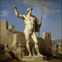 painting of the collossus of rhodes, by valentin de boulogne