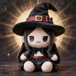 cute fumo plush of an extremely cursed dark witch magical girl