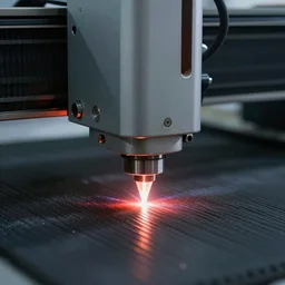 laser cutting head off cinematic motion detailed