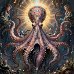 symmetry! a detailed portrait of the goddess yemoja using symbiotic octopus technology, unreal engine, fantasy art by greg rutkowski, loish, rhads, ferdinand knab, makoto shinkai and lois van baarle, ilya kuvshinov, rossdraws, tom bagshaw, caustics!!, detailed and intricate environment