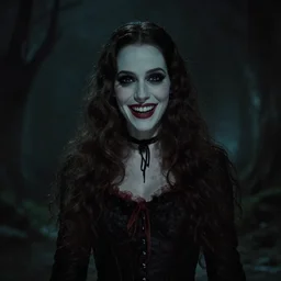 optimistic, cheerful, film still from a dark gothic horror movie