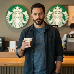 Ash Williams in Ash vs Evil Dead at starbucks