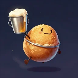 flying balaklava with a bucket of beer, digital art, trending on devianart, by dam mumford