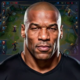 mike tyson as a character in the game league of legends, with a background based on the game league of legends, detailed face