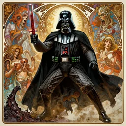 platonic ideal star wars, malignant dieselpunkchtulu nazgul mandelbulb fantasy, ego death, detailed, darth vader, action pose!!, intricate, volumetric lighting, hyperrealism, intense, scary, decay, artgerm, davinci, moebius, dan mumford, ralph mcquarrie, alphonse mucha, poster,