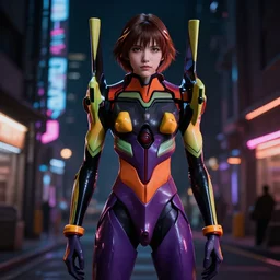 lain iwakura from serial experiments lain wearing eva plugsuit inspired by evangelion in cyberpunk neon city dark street wonderful masterpiece highly detailed scifi, beautiful cinematic light deep focus, elegant, sharp focus, golden ratio, dramatic illumination, ultra realistic, 4 k art by greg rutkowski wlop rossdraws