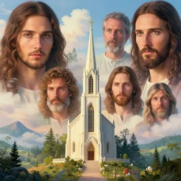 a photo of a dream world. it is a beautiful landscape. the detail is amazing. simply stunning. jesus, church, perfect faces, nuri iyem, james gurney, james jean, greg rutkowski, anato finnstark, jesus christ, jesus, jesus, instagram