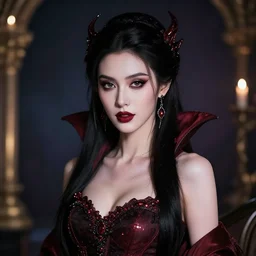 portrait photograph of an extremely beautiful!!!! vampire queen, looking at the camera!!. super resolution. Extremely detailed. bokeh!!!!! trending on artstation.