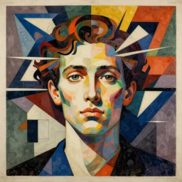 figurative constructivism monumental graphic super flat style portrait by avant garde painter and leon bakst, illusion surreal art, highly conceptual figurative art, intricate detailed illustration drawing, controversial poster art, geometrical drawings, no blur