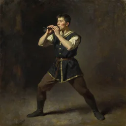 dark oil painting a middle age communist gymnast blowing a whistle