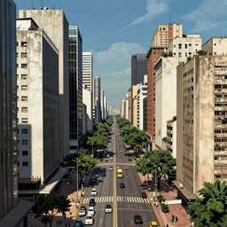 beautiful detailed comic illustration of avenida paulista with no cars, colored