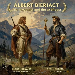 the arcanist and the artificer by albert bierstadt and gerald brom and zdzisław beksinski and james gilleard, floating metallic objects, blue flames, low light, glowing green crystals