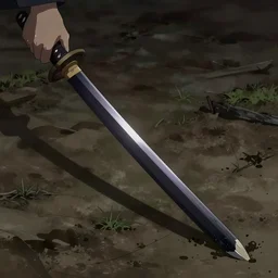 broken katana in the ground, anime, dark, digital art