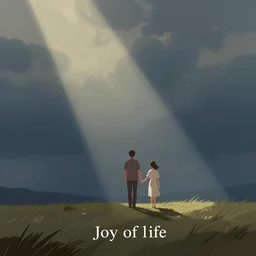 the joy of life, a simple vector based illustration, atmospheric dreamscape painting