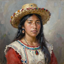 portrait of an inca woman ( 3 5 ) from south america, an oil painting by ross tran and thomas kincade