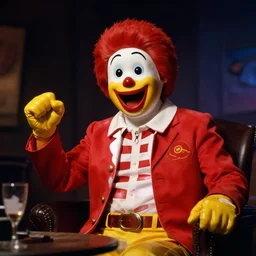 creppy 2 0 0 1 photo of ronald mcdonald screaming in a dark room