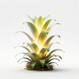 mythical glowing bromeliad, clean 3d render, full body, isolated on a pure white background, centered, entire subject in frame, sharp focus, soft studio lighting