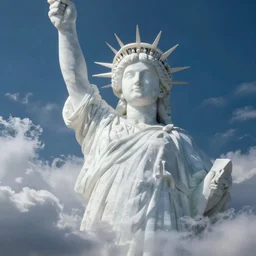 white cloud in the shape of a statue form