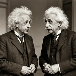 friedrich nietzsche meeting young albert einstein for the first time, historic photograph