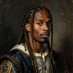a renaissance style portrait painting of travis scott