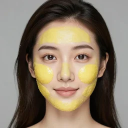 a woman with a lemon face
