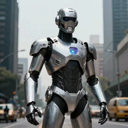 press photo of a cyberman in mexico city