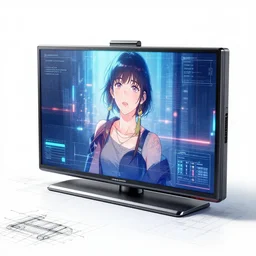 technical concept art, product design, blueprint, of a futuristic television by josan gonzalez, trending on artstation, design, technical, anime
